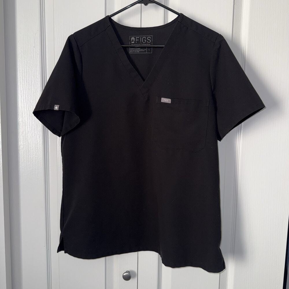 Figs Technical Collection Catarina One Pocket Scrub Top Shirt Women L Black
